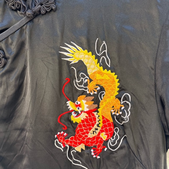 Black Satin Embroidered Dress - Picture 4 of 8